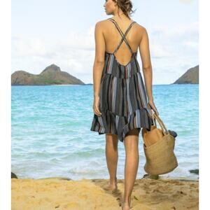 NWT Outerknown Cielo Dress Open Back Women's Small Organic Cotton Tiered Beach